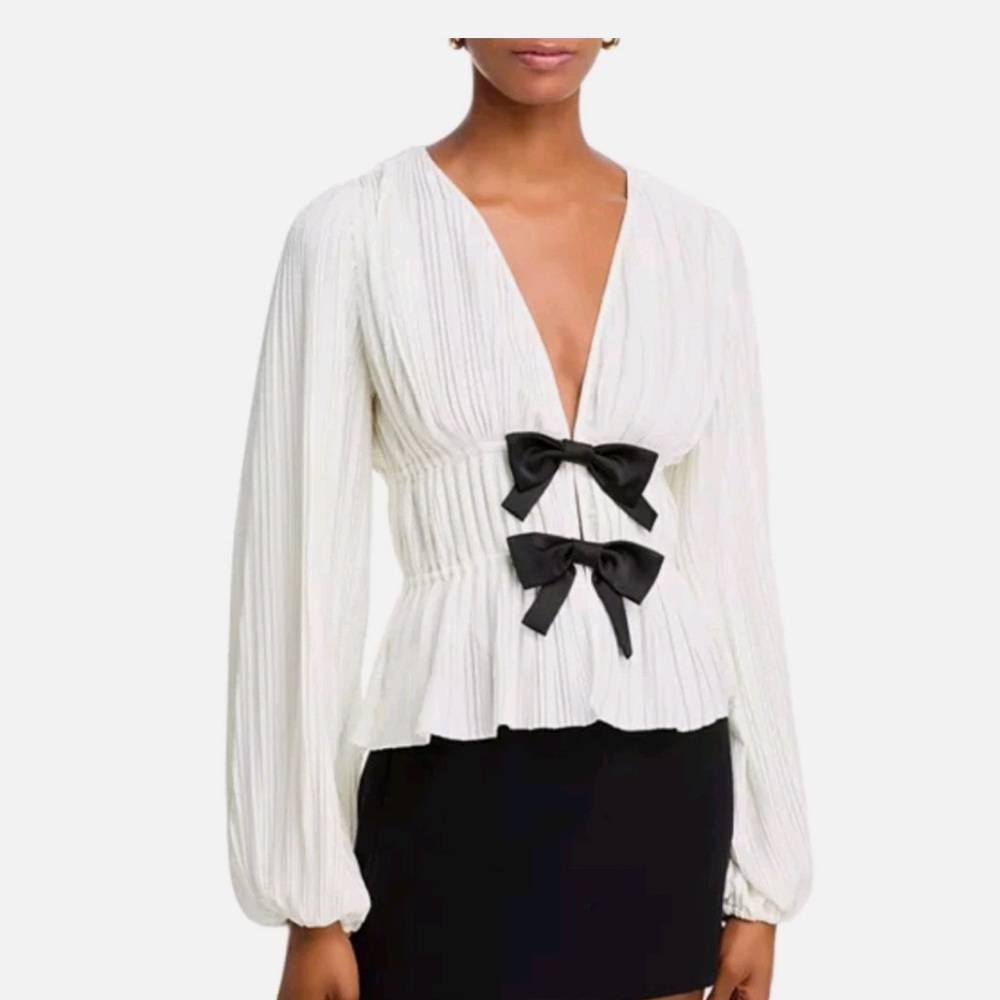 Wayf Ivory Pleated Top